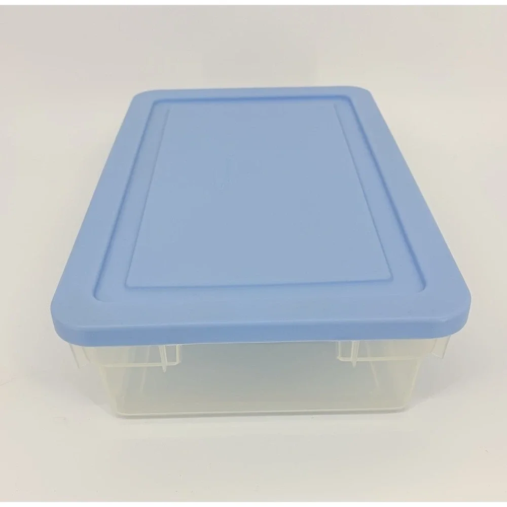 Vintage Rubbermaid Keepers 0286 Storage Box Slate Blue Lid Clear Container